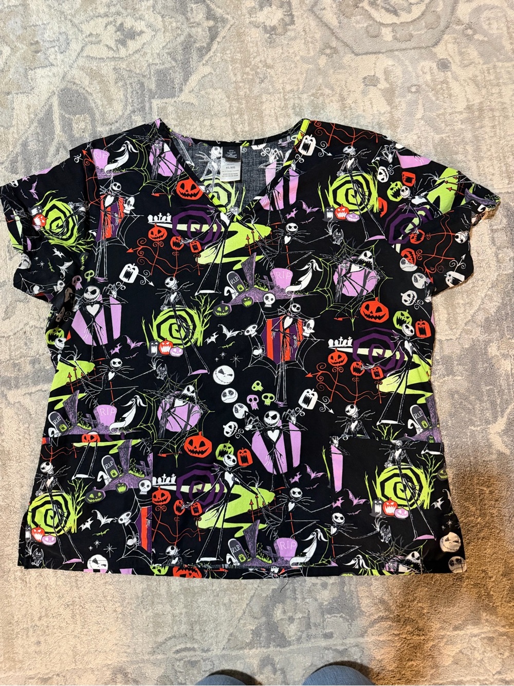 Nightmare Before Christmas Halloween Scrub Top Nurse